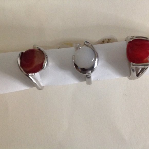 Lot of 3 Silver Tone Electroplated Gemstone Rings Size 9 - Picture 3 of 5
